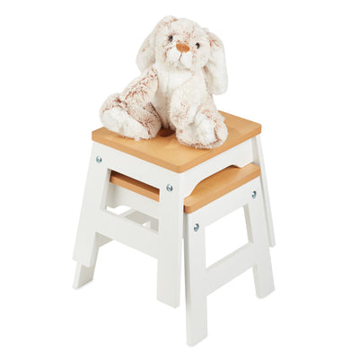 Melissa & Doug Wooden Stools - Set of 2 (White/Natural)