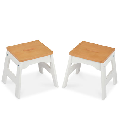 Melissa & Doug Wooden Stools - Set of 2 (White/Natural)