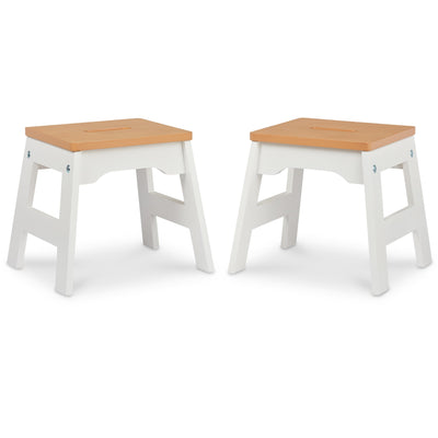 Melissa & Doug Wooden Stools - Set of 2 (White/Natural)