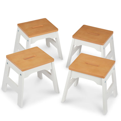 Melissa & Doug Wooden Stools - Set of 4 (White/Natural)