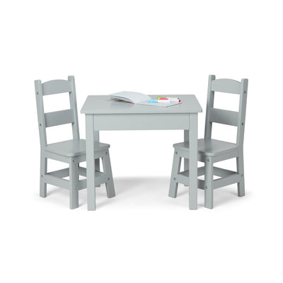 Melissa & Doug Wooden Table & 2 Chairs - Gray