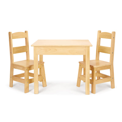 Melissa & Doug Wooden Table & 2 Chairs - Natural