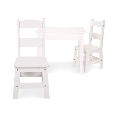 Melissa & Doug Wooden Table & 2 Chairs - White