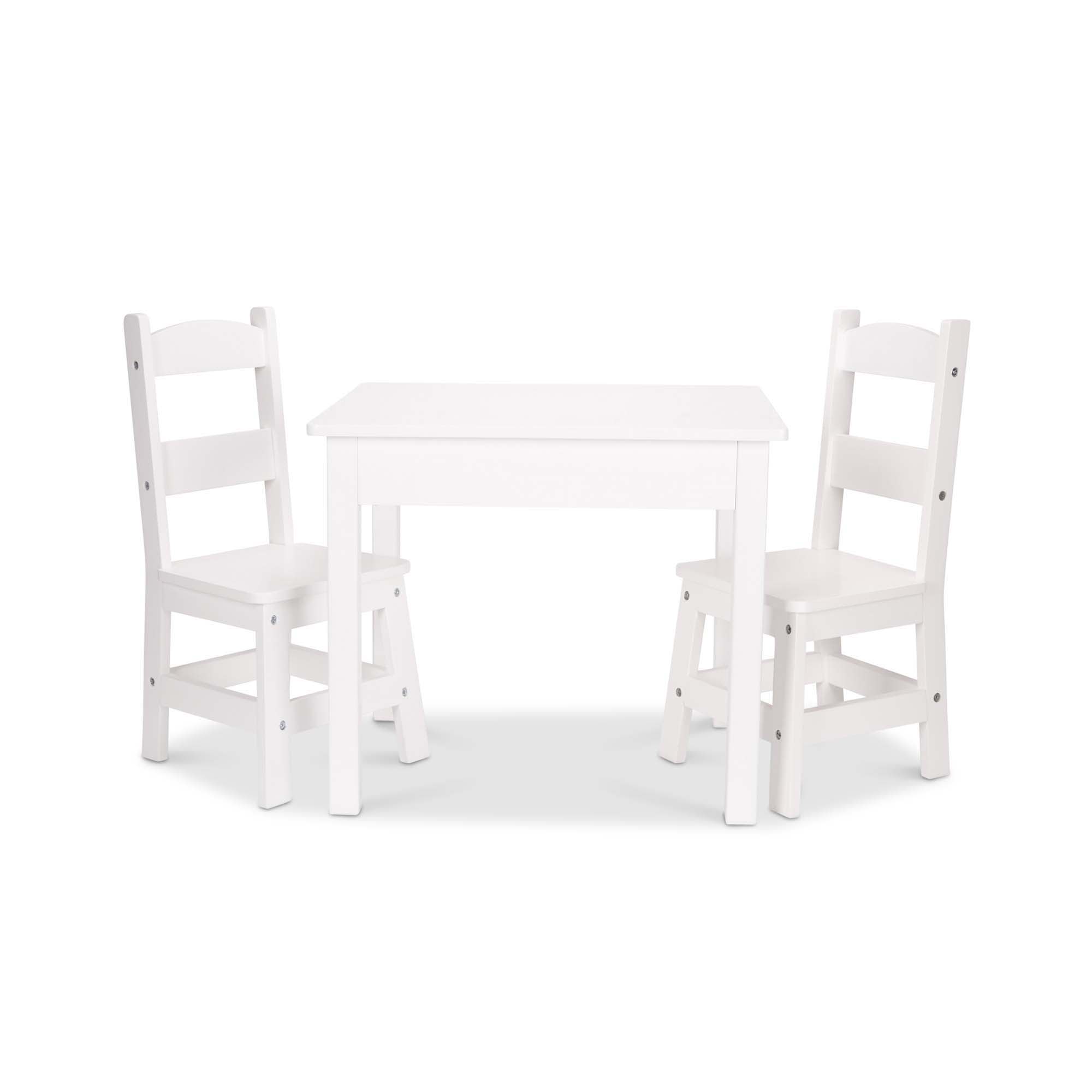 Melissa & Doug Wooden Table & 2 Chairs - White