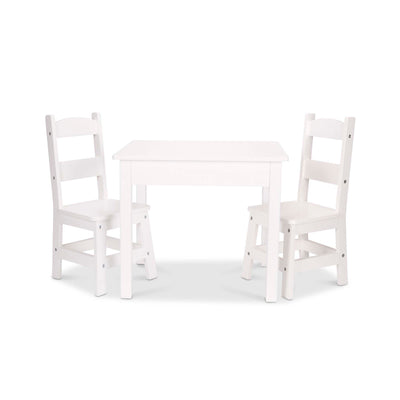 Melissa & Doug Wooden Table & 2 Chairs - White