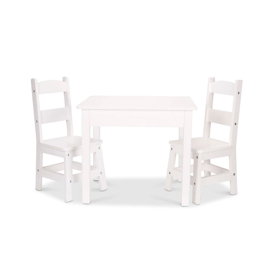 Melissa & Doug Wooden Table & 2 Chairs - White