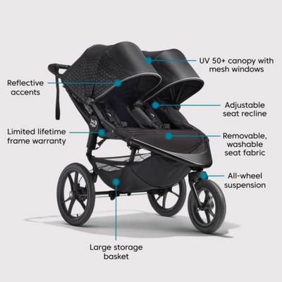 Baby Jogger Summit X3 Double Jogging Stroller in Midnight Black