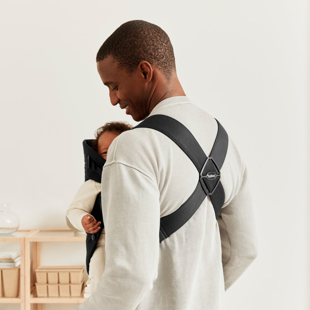 BABYBJÖRN Bouncer Balance Soft Woven/Jersey in Dark Gray/Gray + Baby Carrier Mini in Woven/Black