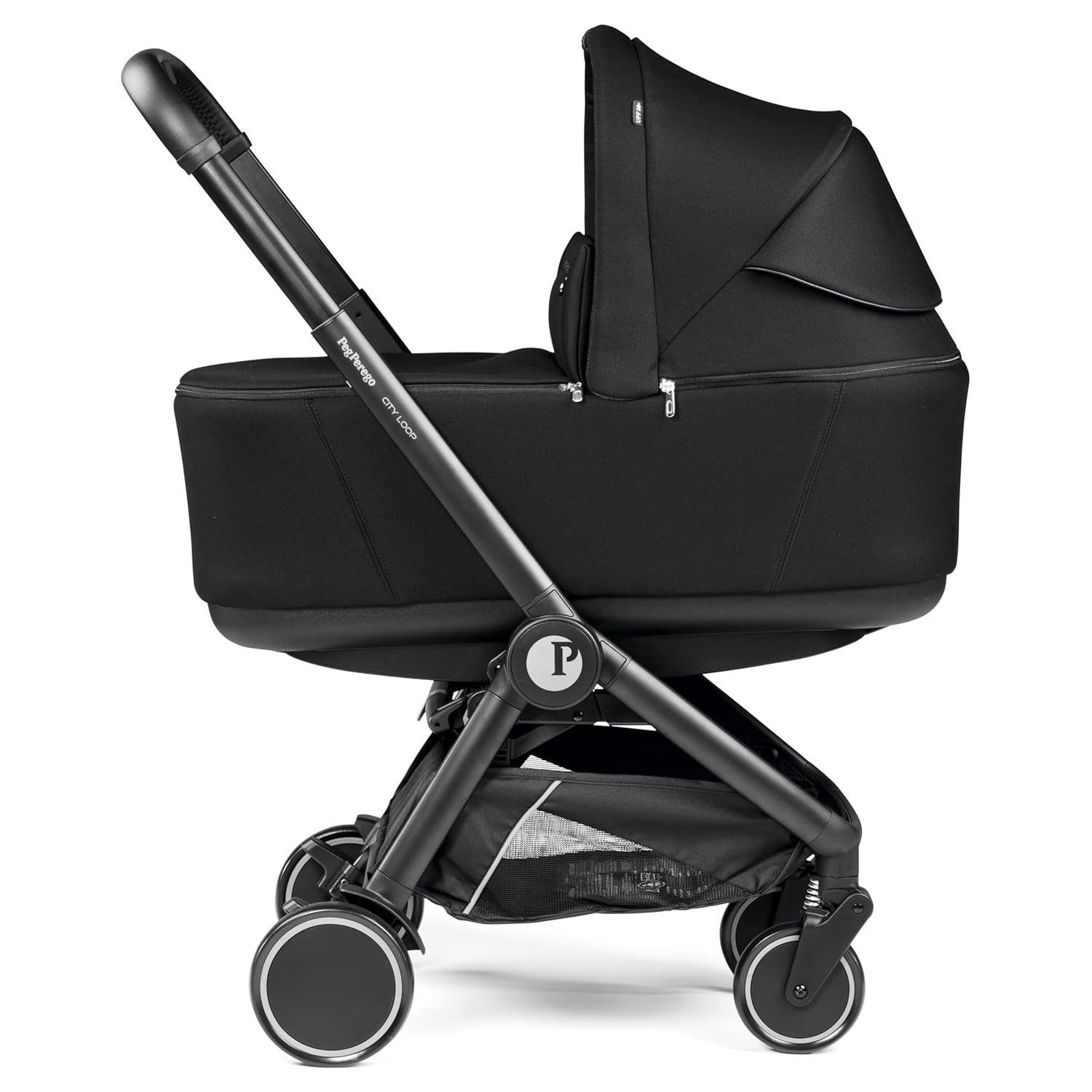 Peg Perego City Loop Pop-Up Bassinet with Stand in True Black