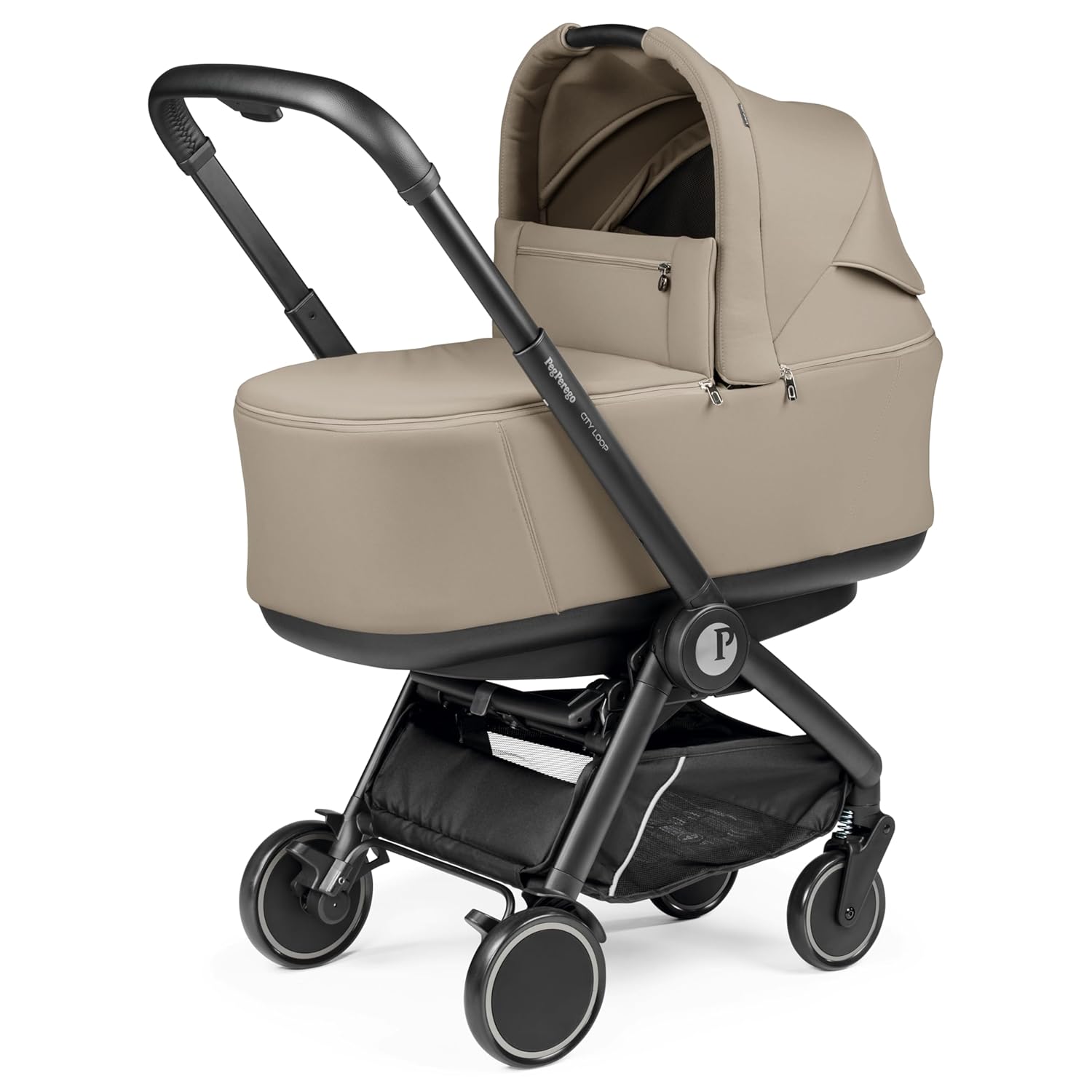 Peg Perego City Loop Pop-Up Bassinet with Stand in Vanilla Blend