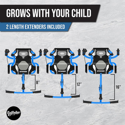 EzyRoller product with length extenders shown at different lengths on a textured gray background.