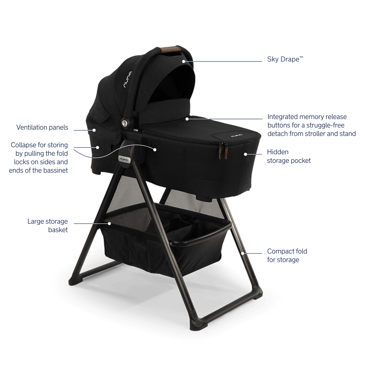 nuna bassinet on stroller Nuna SWIV™ and TRIV™ Series Bassinet + Stand