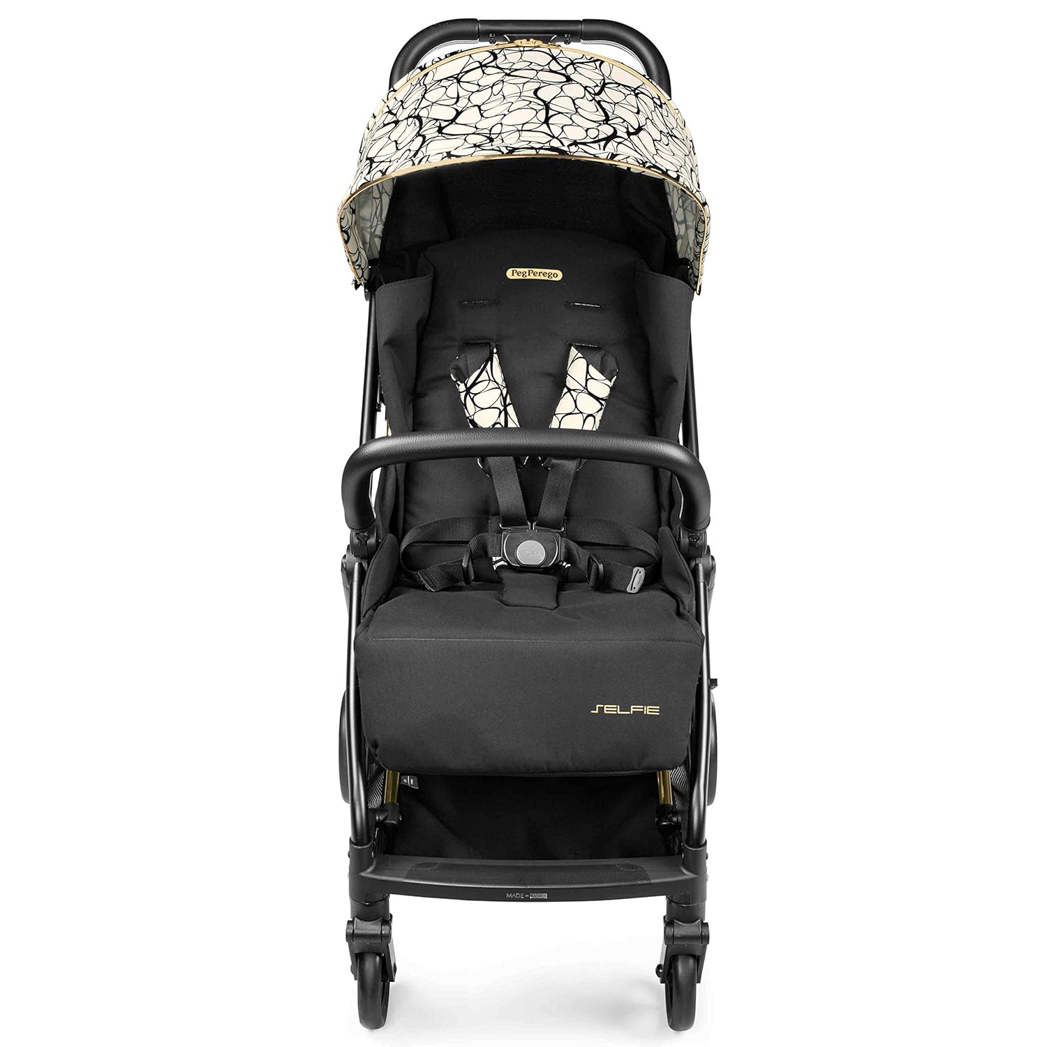 Peg Perego Selfie Compact Stroller in graphic gold