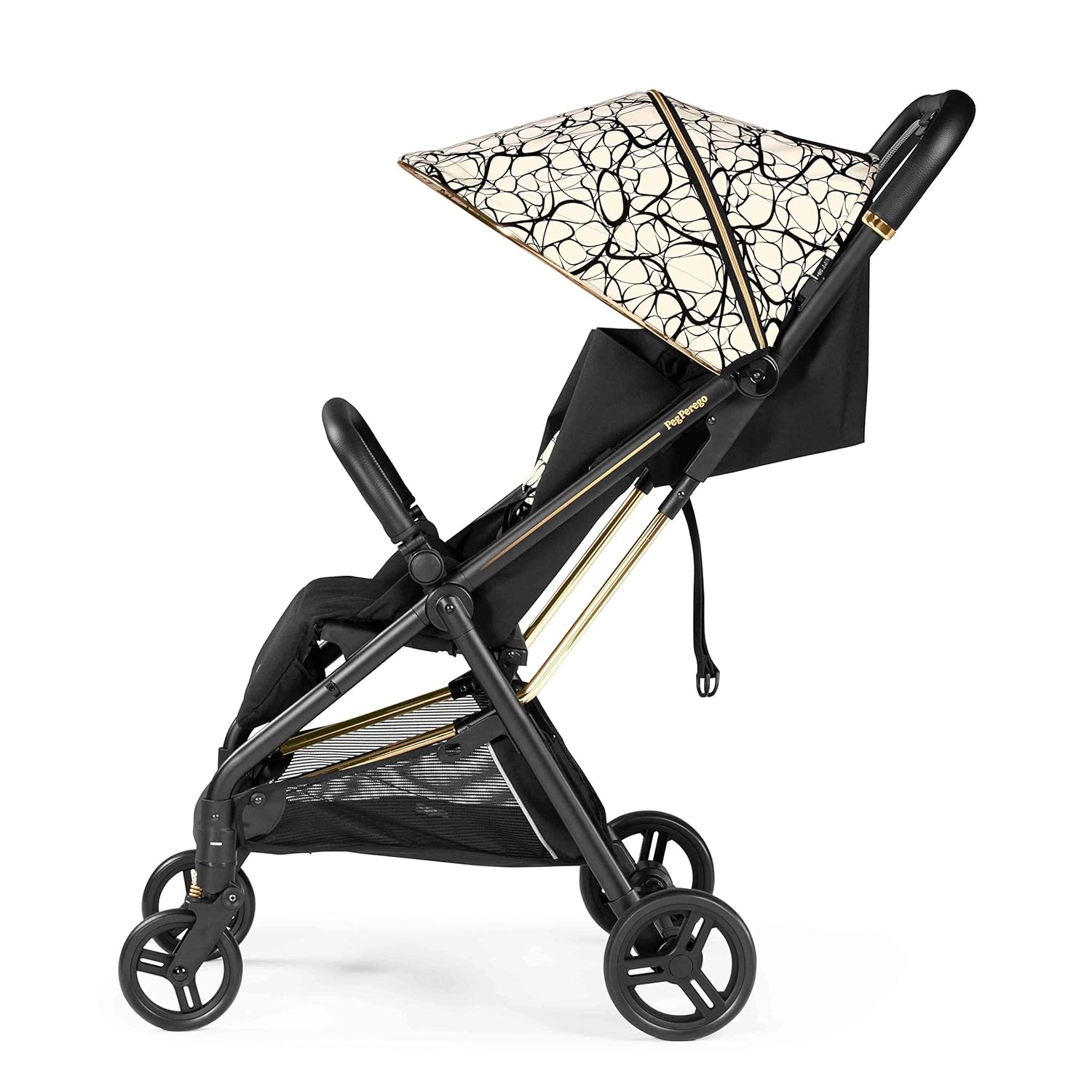 Peg Perego Selfie Compact Stroller in graphic gold