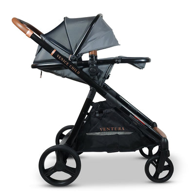 Venice Child Ventura Single to Double Sit-n-Stand Stroller- Package 1 in Shadow