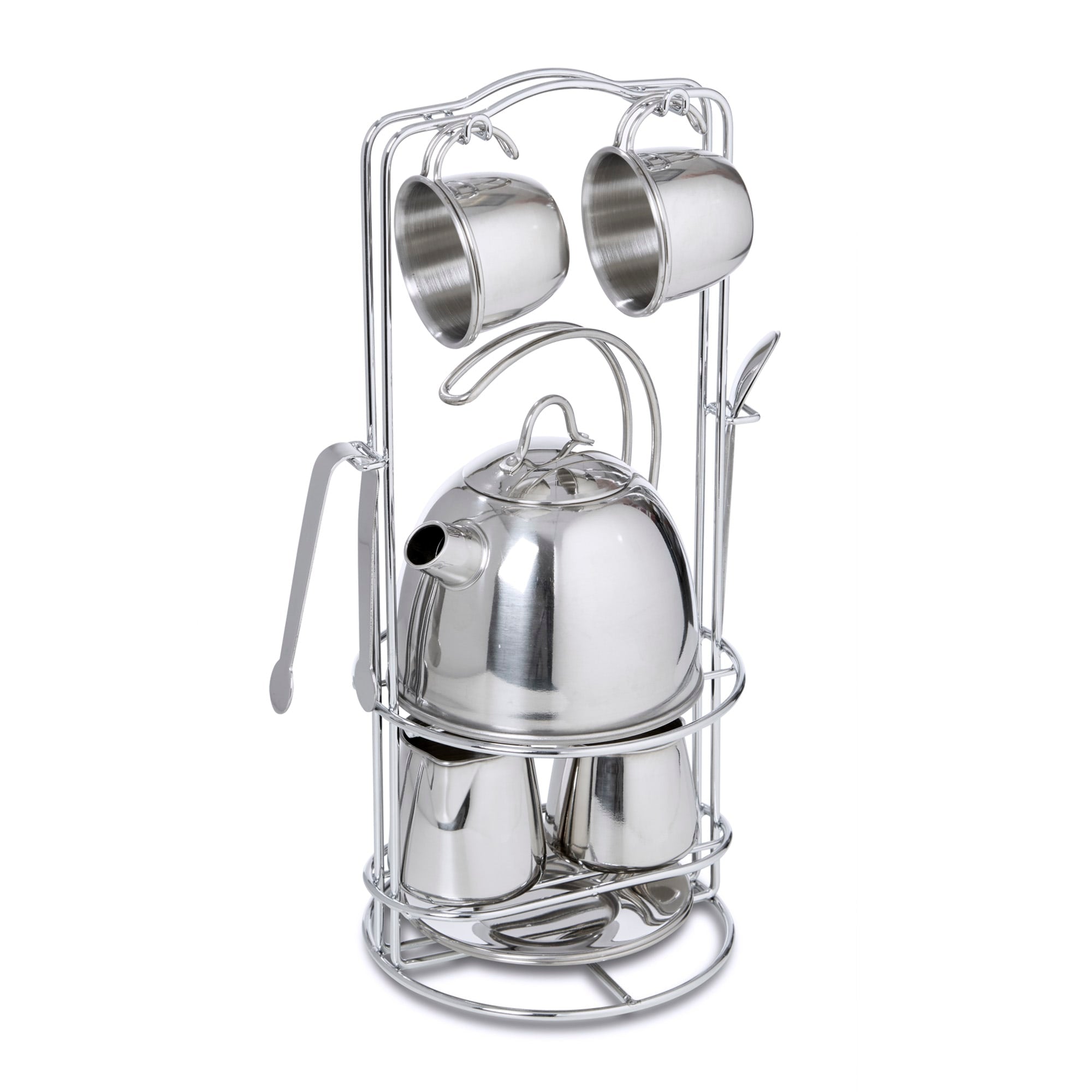 その他 Melissa &amp; Doug Stainless Steel Tea Set &amp; Storage Stand Toy c31fe204ec14a93f4f1a3f1c5fc00e
