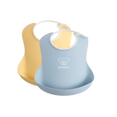 BABYBJÖRN Baby Bib 2-Pack in Powder Yellow and Blue