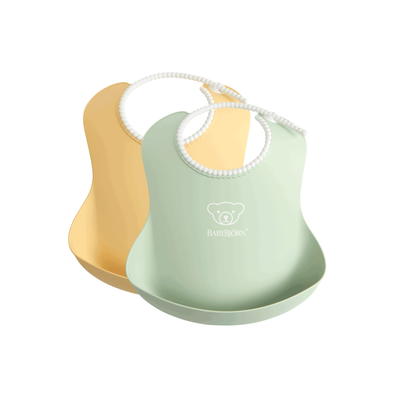 BABYBJÖRN Baby Bib 2-Pack in Powder Yellow and Green