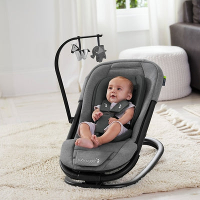 Baby sitting in the Baby Jogger City Sway™ 2-in-1 Rocker and Bouncer