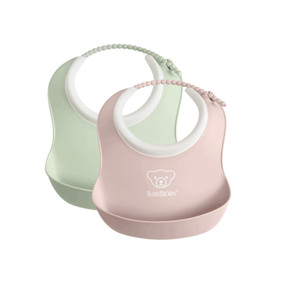 BABYBJÖRN Small Baby Bib 2-Pack in Powder Green and Pink
