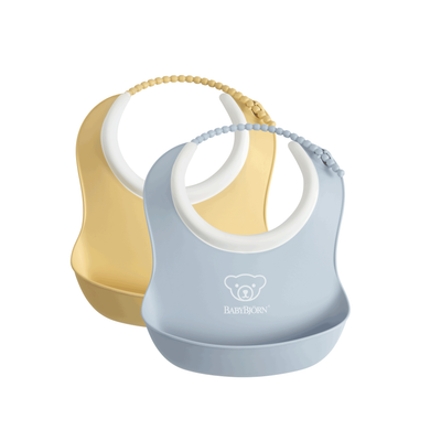 BABYBJÖRN Small Baby Bib 2-Pack in Powder Yellow and Blue