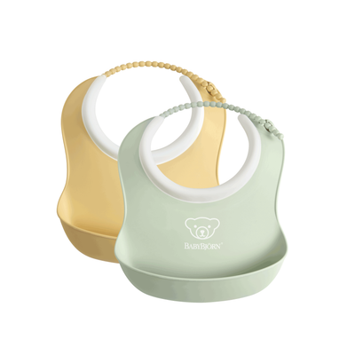 BABYBJÖRN Small Baby Bib 2-Pack in Powder Yellow and Green
