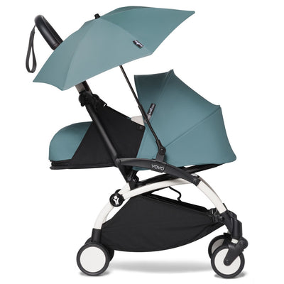 Babyzen YOYO Parasol in Aqua attached to stroller