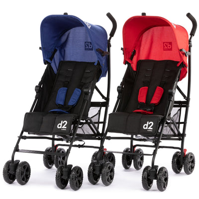 Diono Two 2 Go D2 Lightweight Strollers- Set of Two in Red and Blue