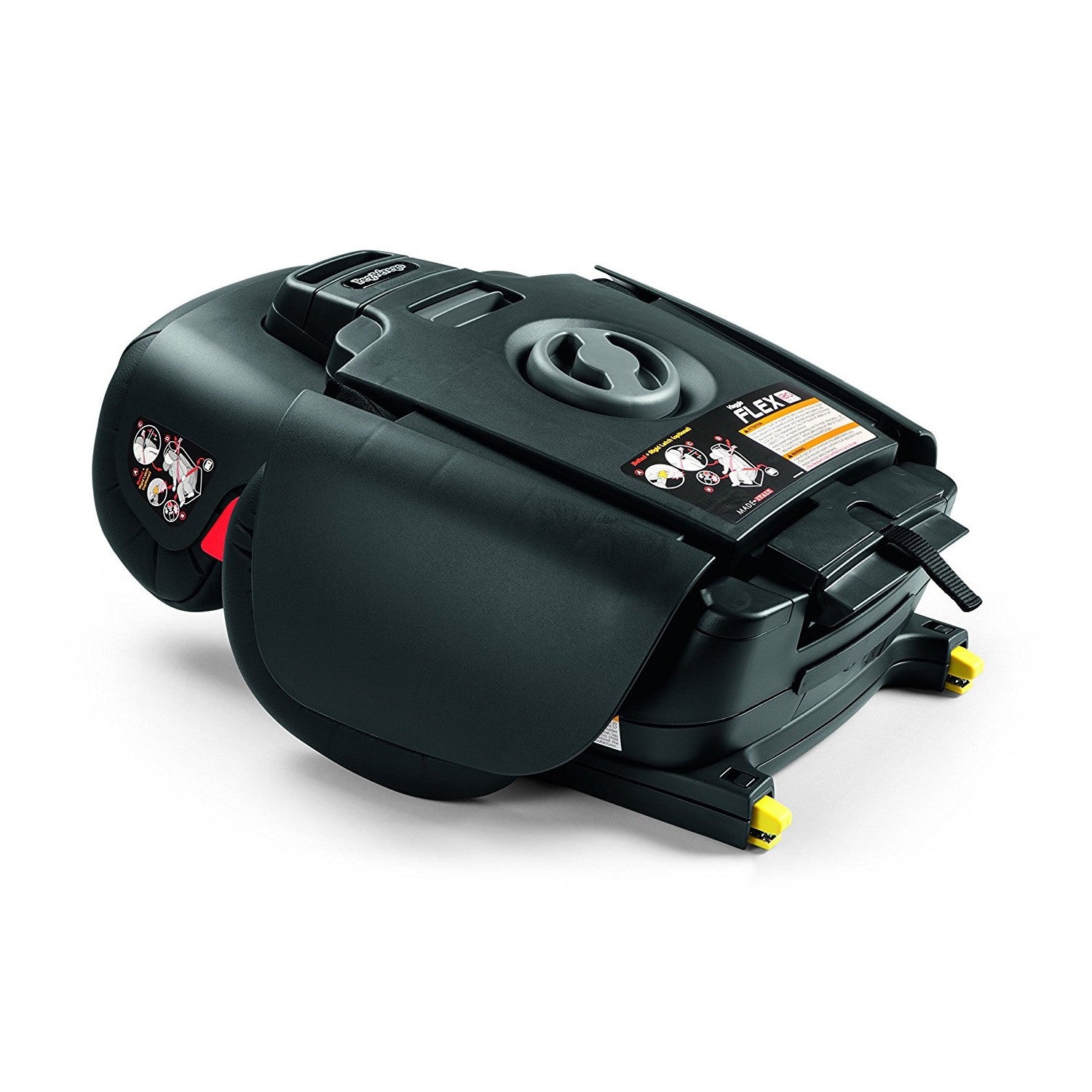 Peg Perego Viaggio Flex 120 Eco Leather Booster Car Seat in Licorice and folded