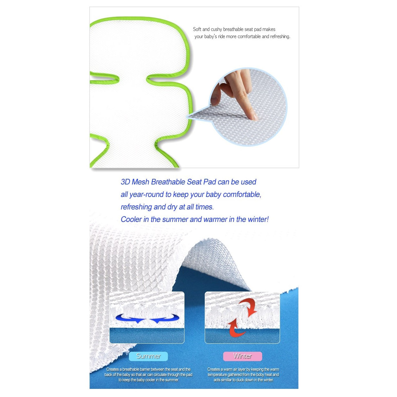 Manito Breath Original Mesh 3D Seat Pad in Blue