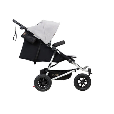 Mountain Buggy Duet V3 Double Stroller in Silver side view reclining