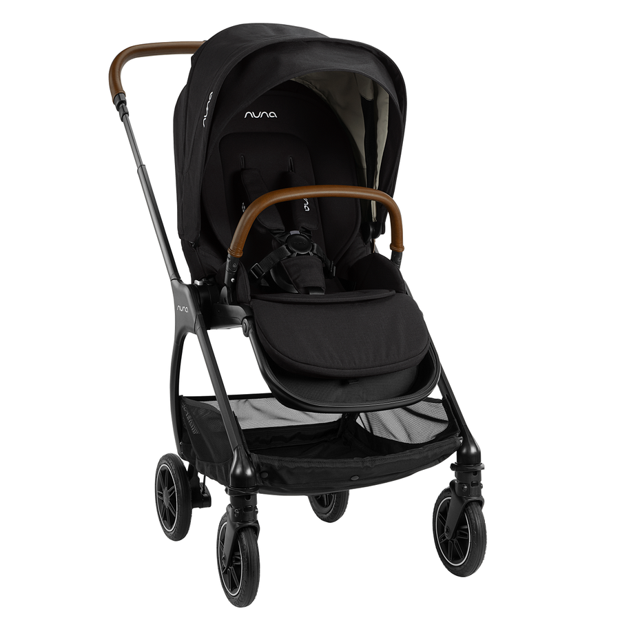 Nuna TRIV Stroller + Adapters + Rain Cover + Magnetic Buckle in Caviar