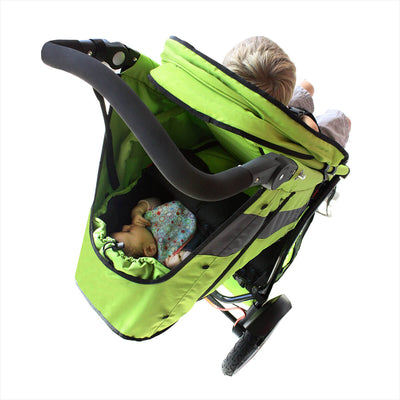 Phil&teds Cocoon Carrycot in Apple on stroller