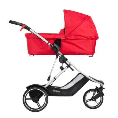 Phil&teds Dash Snug Carrycot in Red on Dash stroller