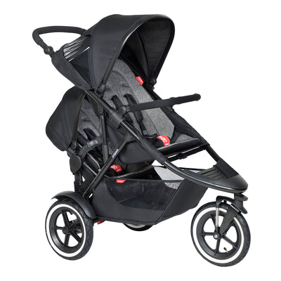 Phil&teds Double Kit™ 2019+ in Charcoal on Sport as a double stroller