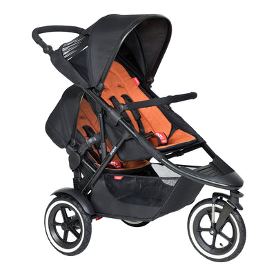 Phil&teds Double Kit™ 2019+ in Rust on Sport stroller as a double
