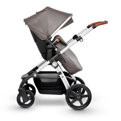 Silver Cross Wave 2019 Full Stroller in Sable side view with apron