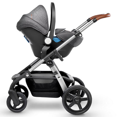 Silver Cross Wave Stroller in Granite  with Infant Car Seat