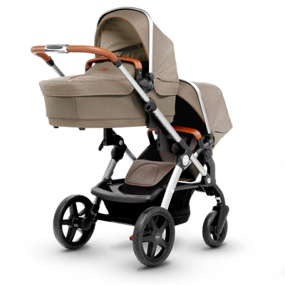 Silver Cross Wave Stroller in Linen With Seat and Bassinet Configuration