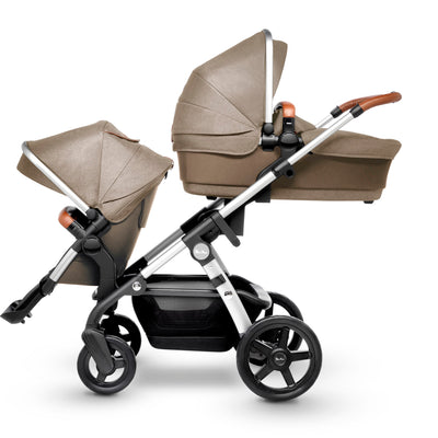 Silver Cross Wave Stroller in Linen With Seat and Bassinet Configuration