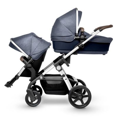 Silver Cross Wave Stroller in Midnight Blue With Seat and Bassinet Configuration