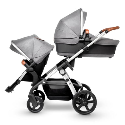 Silver Cross Wave Stroller in Sable with Seat and Bassinet Configuration