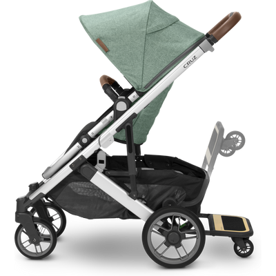 UPPAbaby CRUZ V2 PiggyBack Ride-Along Board attached to stroller