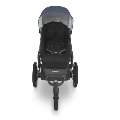 UPPAbaby RIDGE Jogging Stroller in Reggie with seat reclined