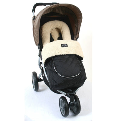 Valco Baby Universal Deluxe Footmuff in Fleece and Black on stroller