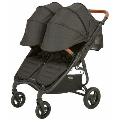 Valco Baby Snap Duo Trend Stroller in Night Black with canopies extended